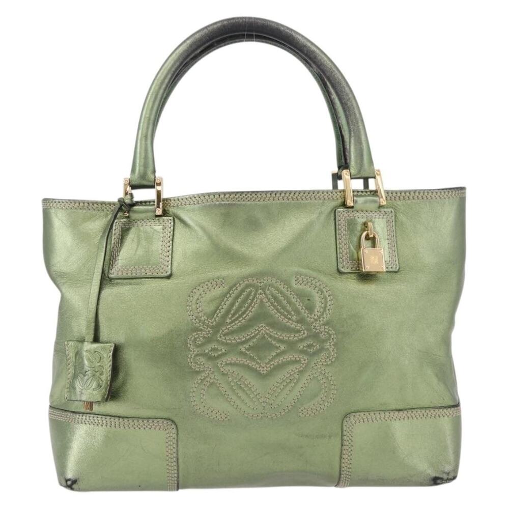 Loewe Anagram Leather Handbag Green